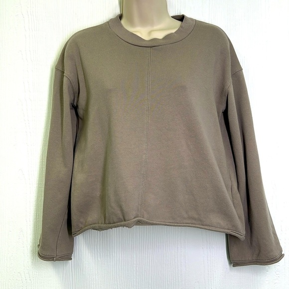 Madewell Sweaters - Madewell - Light Grey Crewneck Rolled Hem Crop Long Sleeve Sweatshirt Size XS
